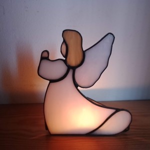 Inger care se roaga Tiffany Candle Holder, Accesorii de Craciun, Decoratiuni de Advent, Decoratiuni de lumanari Advent , Arta de sticla, ARTYNOS