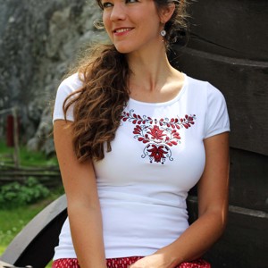Tricou Szekler brodat - alb - îmbrăcăminte și modă - haine damă - tricou și top de damă - Artynos.ro