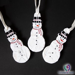 Mozaic din sticla ornament pentru pomul de Craciun om de zapada, , , ARTYNOS
