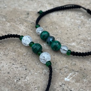 Set de bratari din malachit si cristale de stanca cristalizate, , , ARTYNOS
