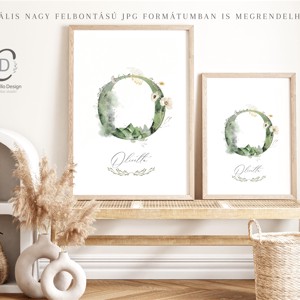 Scrisoare O, monogramă, imagine zi nume, decorare, decor de perete verdeață, personalizat -  - Artynos.ro