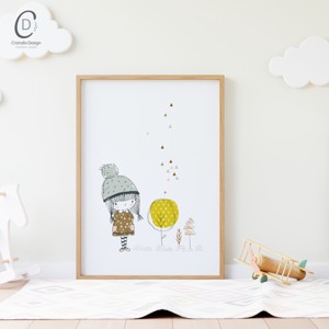 Fată cu baloane artă de perete, poster scandinav, cameră pentru copii set de artă de perete 3 piese -  - Artynos.ro