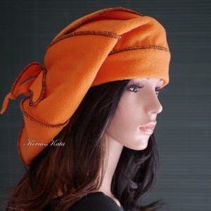 POLÁR BARETT / narancs - bohemian sapka - îmbrăcăminte și modă - eșarfe, pălării, fularuri - căciulă - Artynos.ro