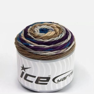 Eșarfă croșetată subțire, lungă violet-albastru-gri-maro -  - Artynos.ro