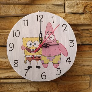 Ceas de perete din lemn Spongebob și Patrick -  - Artynos.ro