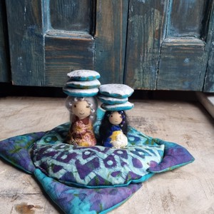 Pescari cu fulgi de zăpadă ( plapumă textilă pentru copii ) - jucării și echipamente pentru copii - jocuri de gândire - curcubeu montessori, jocuri waldorf - Artynos.ro