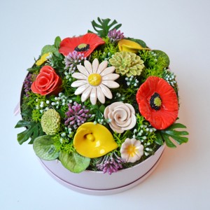 Buchet de flori din ceramică, cutie cu 11 flori - casă & stil de viață - decorațiuni de casă - accesorii florale - cutii cu flori - Artynos.ro