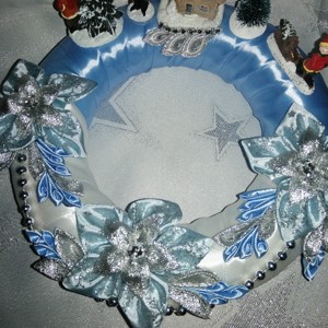 Crăciun albastru decor de masă cu cabana - crăciun - decorațiuni de crăciun de casă - decor pentru masă de crăciun - Artynos.ro