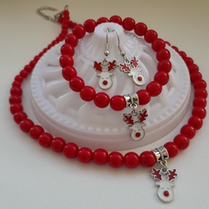 Set de bijuterii cu corn de Craciun - colier + bratara + cercei - Artynos.ro