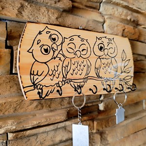 Suport de chei de perete în formă de bufniță, realizat manual  - casă & stil de viață - decorațiuni de casă - decorațiuni de pereți - suport pentru chei - Artynos.ro