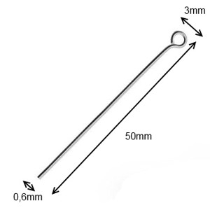 Accesorii pentru bijuterii din argint 925: băț de montare cu capăt cu buclă ESZP H 50x0,6 mm 2 buc/pachet -  - Artynos.ro