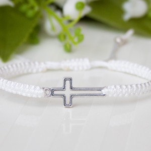 Bratara macramé impletita - Cross white, , , ARTYNOS