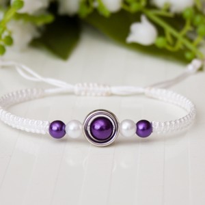 Bratara macramé impletita - Perle alb/violet inchis, , , ARTYNOS