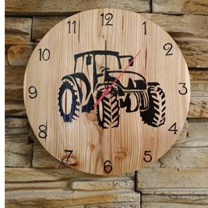 Ceas de perete din lemn cu tractor -  - Artynos.ro