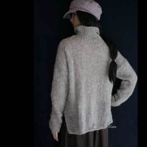TEKNŐCALPAKA-PULCSI - pulover exclusiv tricotat manual / gri - îmbrăcăminte și modă - haine damă - hanorace, cardigane - Artynos.ro