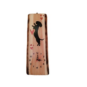 Ceas de perete din lemn cu caine dachshund, , , ARTYNOS