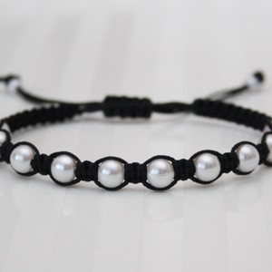 Bratara macramé impletita - Margele negru, , , ARTYNOS