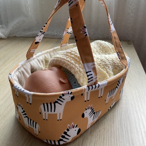Mini landou handmade pentru păpușă  model Safari cu zebreandou - jucării și echipamente pentru copii - jucării și accesorii pentru copii - păpuși de joacă - Artynos.ro