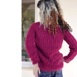 LONCI - pulover exclusiv tricotat manual din mohair / violet - îmbrăcăminte și modă - haine damă - hanorace, cardigane - Artynos.ro