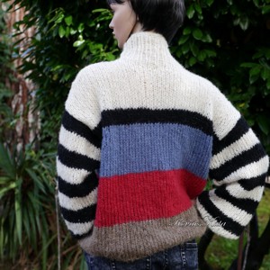 OP-ART ALPAKA PULSES - pulover exclusiv tricotat manual - îmbrăcăminte și modă - haine damă - hanorace, cardigane - Artynos.ro