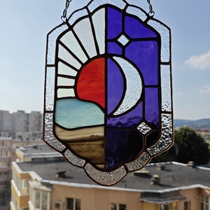 Ornament din sticla colorata pentru fereastra , Casa & Stil de viata, Accesorii pentru decorat casa, Decoratiuni de geam si decoratiuni de usa , Ornamente de usa , , ARTYNOS