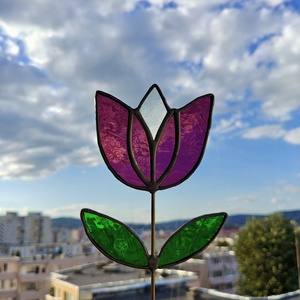 Floare decorativa din sticla colorata  suport ghiveci, Casa & Stil de viata, Accesorii pentru decorat casa, Decoratiuni de masa si decoratiuni pentru rafturi , Sticle ornamentale, Arta de sticla, Aranjament de flori, ARTYNOS