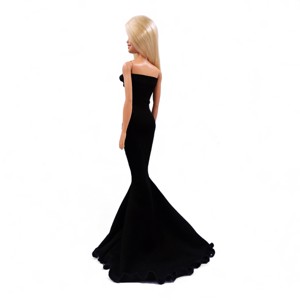 Rochie de seară extra lungă, în stil sirenă, neagră � rochie pentru păpuși de tip Barbie (a020fk) -  - Artynos.ro