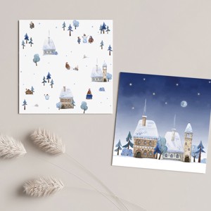 Carte postala de Craciun Zima, felicitare pliabila, set cadou 2 buc, , , ARTYNOS