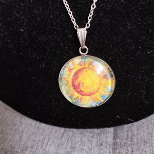 Colier din otel medical cu lentile din sticla si motiv Van Gogh, , , ARTYNOS