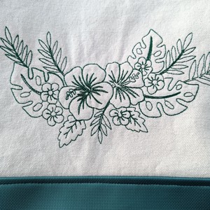 Geantă de umăr verde brodată tropical-floral - geantă și husă - geantă pentru cumpărături - geantă shopper, geantă tote, geantă textilă - Artynos.ro