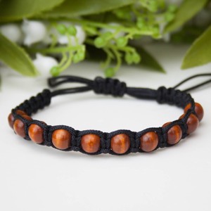 Bratara macramé impletita - Margele negru/maro - Artynos.ro