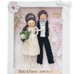 Cuplu de logodnici din macrameu  personalizat, Accesorii nunta, Amintiri si cadouri de nunta, Favoruri de nunta, Papusi si fabricare de marionete, Pictura, ARTYNOS