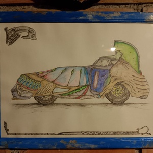 Masina fantastica egipteana - 01, Arte vizuale și accesorii , Grafică, ilustrație, Desen în creion, Altele, ARTYNOS