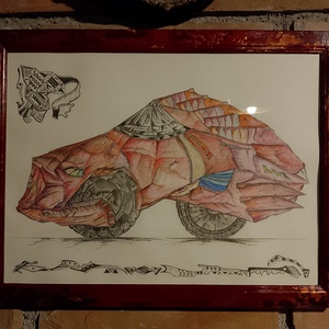 Masina fantastica egipteana - 07, Arte vizuale și accesorii , Grafică, ilustrație, Desen în creion, Altele, ARTYNOS