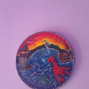 Morcastel - pictura acrilica pe lemn - casă & stil de viață - decorațiuni de casă - decorațiuni de pereți - decorațiuni suspendate - Artynos.ro