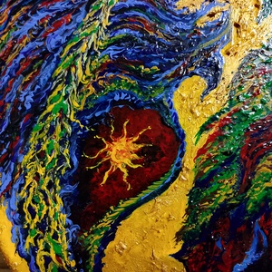 Pasărea măiastră - pictură acrilica pe lemn - casă & stil de viață - decorațiuni de casă - decorațiuni de pereți - decorațiuni suspendate - Artynos.ro