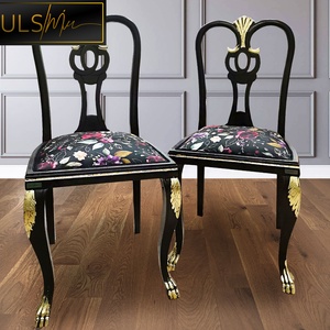 Set 2 scaune vintage reconditionate cu foita de aur - Artynos.ro