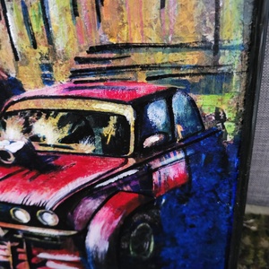 Pictură tehnică mixtă - format A3 - tematică auto - arte vizuale și accesorii  - picturi - picturi în tehnică mixtă - Artynos.ro