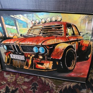 Pictură pe placaj de lemn, tematică auto - arte vizuale și accesorii  - picturi - picturi în tehnică mixtă - Artynos.ro