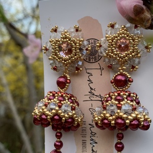 Cercei Jhumka, Bijuterii, Cercei, Cercei candelabru, Împletituri, broderie cu mărgele, Confecționarea bijuteriilor, ARTYNOS