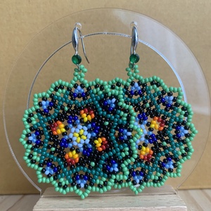 Cercei mandala din margele - bijuterii - cercei - cercei rotunzi - Artynos.ro