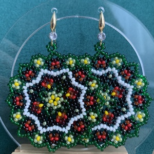 Cercei mandala din margele - bijuterii - cercei - cercei rotunzi - Artynos.ro