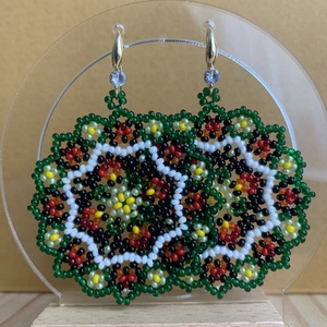Cercei mandala din margele - bijuterii - cercei - cercei rotunzi - Artynos.ro