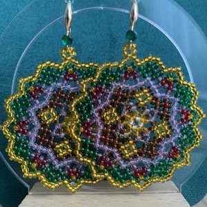 Cercei mandala din margele - bijuterii - cercei - cercei rotunzi - Artynos.ro