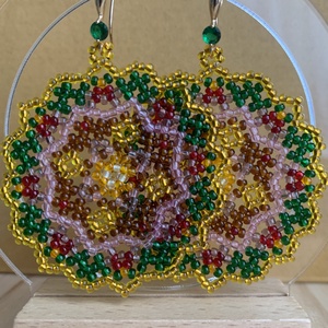Cercei mandala din margele - bijuterii - cercei - cercei rotunzi - Artynos.ro