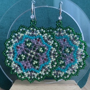 Cercei mandala din margele - bijuterii - cercei - cercei rotunzi - Artynos.ro