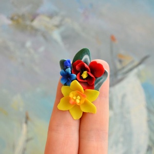 Narcisa si lalea- Brosa martisor, Bijuterii, Brose, , ARTYNOS