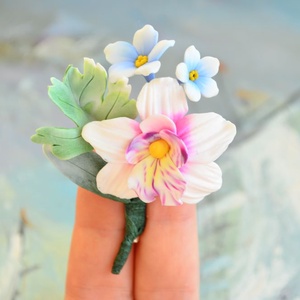 Orhidee roz si nu ma uita- Brosa buchet, Bijuterii, Brose, , ARTYNOS