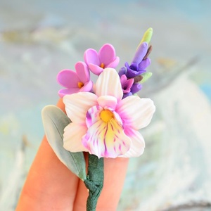 Orhidee roz si flori de liliac- Brosa buchet, Bijuterii, Brose, , ARTYNOS