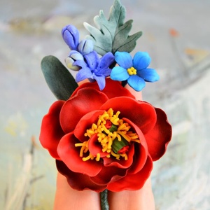 Bujor romanesc, nu ma uita si viorele- Brosa mare, Bijuterii, Brose, , ARTYNOS